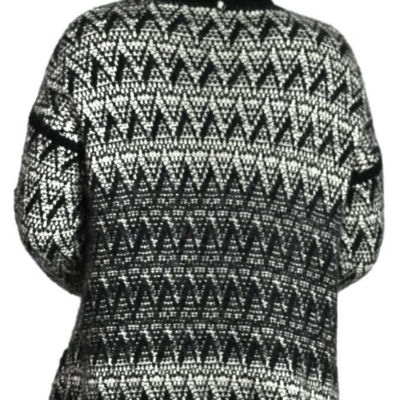 Cynthia Rowley Sweater Black Alpaca Open Front Cardigan Long Chunky Size Medium - Picture 5 of 12